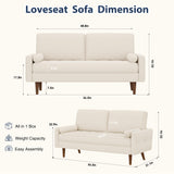 HIFIT 57" Loveseat Sofa Couch, Modern Chenille Couch for Living Room, Beige