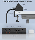 Jgstkcity Desk Clamp Power Strip,Edge Mount,4 USB C,65W,1200J,Black
