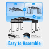 12x20FT Heavy Duty Metal Carport with Side Support Poles for All Weather