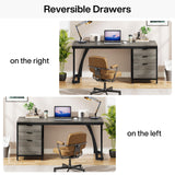 Tribesigns Computer Desk with 3 Drawers, 59-Inch PC Desk with Reversible Drawers, Industrial Study Writing Table Workstation with File Storage for Home Office (Grey)