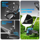 ZUYIYI 15" Cordless String Trimmer & Lawn Edger for Makita 18V Battery(NOT Included), Electric Weed Wacker Auto Line Feed, Sidewalk Edger Weed Eater for Landscaping, Lawn with 4 Line Spools