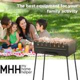 Charcoal Grill for 8 Skewers - Portable Barbecue 16.9"×11.8"×23.6" Kabob Camp Grills - Foldable Metal Mangal - Kebab Shish - BBQ for EDC Picnic Outdoor Cooking Camping Hiking (Skewers Not Included)