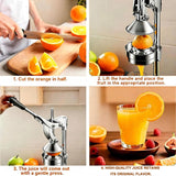 Citrus Juicer Manual Juicer Press - Professional Heavy Duty Cold Press Fruit Extractor for Pomegranate, Citrus, Lemon, Orange - Easy to Clean Stainless Steel Construction