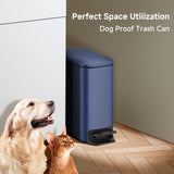 Slim Bathroom Trash Can with Lid Soft Close, Step Pedal, 6 Liter / 1.6 Gallon Stainless Steel Trash Bin