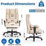 Big and Tall Office Chair with Foot Rest,Heavy Duty Office Chair(Beige)