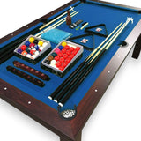 SIMBASHOPPING 7 Foot Pool Dining Table Combo Blue Felt Modern Billiard Table with Dining Top Included – Blue Sky