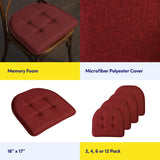 Sweet Home Collection Chair Cushion Memory Foam Pads Tufted Slip Non Skid Rubber Back