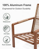 YURDAFY 3-Piece Aluminum Patio Furniture Set with 2 Outdoor Chairs and Side Table, Modern Patio Bistro Set with Washable Cushions, Water-Repellent Fabric for Backyard, Porch, Deck, Poolside, Beige