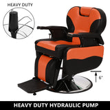 Winado Heavy Duty Reclining Barber Chair, 360° Swivel & Height Adjustable & Supports up to 440lbs, for Barber Shop & Beauty Salon, Black-Orange