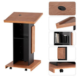 Podium Stand with Lockable Wheels,Wood Lectern,15MM Particle Board,Church Pulpit with Storage, Mic Stand Space,Wooden Podium for Restaurants,Churches,Seminars and Schools (Original)
