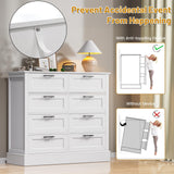 ZLWJGY Odeekea White Dresser for Bedroom, Wood Dresser with 8 Drawers, Chest of Drawer for Bedroom Living Room Entryway Hallway, Modern Farmhouse Style