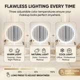 Quvex 27.5" Compact Makeup Vanity Desk with LED Cloud Mirror & Ambient Light, Sintered Stone Top Vanity Table, 4 Drawers, Petal Chair, Extendable & Reversible Dressing Table, Wall-Flush Design, White