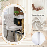 SSLine Faux Stone Round Dining Table Set for 4 w/Velvet Chair,Mars Pattern