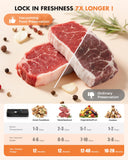 UPRUBE Vacuum Sealer for Food, 95kPa Food Saver Machine, 135W Fast-Sealing with Easy Tear Cutter, Built-in Bag Storage, 9-in-1 Compact with 10 ft Bag Roll