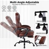 Big and Tall Office Chair with Footrest, Ergonomic Executive Desk Chair, High Back PU Leather Reclining Computer Chair for Home Office