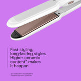 Conair Double Ceramic Flat Iron, 1½-inch Flat Iron, 5 Heat Settings Up to 410°F, Extra-Wide Floating Plates, For All Hair Types and Textures, White