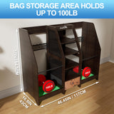 Ponsonbay Golf Bag Storage Organizer for Garage, Premium Wooden 2 Golf Bags Rack with Drawer (Black） Ponsonbay