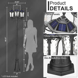 Luminzone 3-Head Outdoor Solar Lamp Post Lights with High Posts, Dusk to Dawn Remote Control Waterproof Exterior Pillar Lantern 3 Lighting Mode Modern Street Light for Garden Walkway
