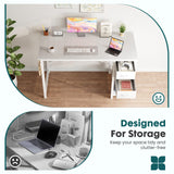 Sweetcrispy 47 Inch Computer Desk with Drawers, Home Office Gaming Desk with X-Shaped