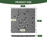 Mapleyard 108 PCS Plastic Interlocking Deck Patio Tiles - 12" x 12" Anti-Slip Waterproof Outdoor Flooring, Balcony Floor Decking for Poolside & Backyard, All Weather Use, Grey, Stone