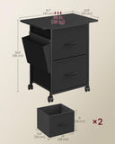 VASAGLE Rolling File Cabinet with 2 Drawers, Printer Stand