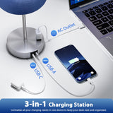 Blue Touch Lamps for Nightstand Set of 2 - Bedside Table Lamp for Bedroom with Dual USB Ports & AC Outlet, 3-Way Dimmable Lamps for Living Room Boys Room, Night Light with 5000K Daylight Bulbs
