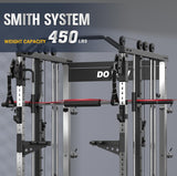 DONOW Smith Machine with Weight Stacks, Power Cage Home Gym System with LAT Pulldown Cable Crossover Multi-Functional Trainer with Dual Pulley System with Weight Bench Cast Iron Weight Plates 240lbs