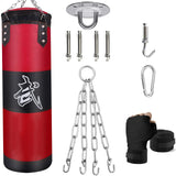 ZERUIDM Hanging Punching Bag Set Unfilled, Heavy Boxing Bag Kickboxing Bag for Adults Kids, Youth Boxing Set with Hand Wraps, Punching Bag Hangers, for MMA Muay Thai Karate Taekwondo Training ZERUIDM