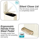 Small Bathroom Trash Can with Air Freshener Soft Close Lid, 6 Liter/ 1.6 Gallon Stainless Steel Garbage Can with Removable Inner Bucket (Ivory White)