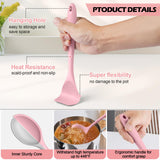 Homikit 15-Piece Kitchen Utensil Set, Silicone Cooking Utensils Spatula Set with Holder for Nonstick Cookware-Pink
