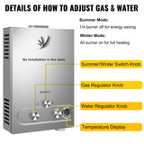 16L Propane Tankless Water Heater, 4.8GPM Camping Water Heater, Outdoor Portable Hot Water Heaters with Digital Display and Overheat Protection for Camp Boat Cabins