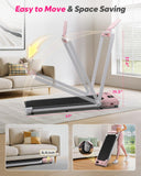 Foldable Treadmill with Incline, Compact Walking Pad Treadmill with Safety Handle Bar, 3.0HP Quiet Under Desk Treadmills