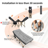 Fragess Portable Camping Cot, 600LBS Max Load, Extra Wide with Thick Mattress, Folding Cot for Outdoor Camping/Office, Home Nap (Grey)