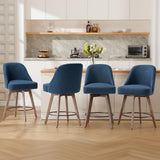 Bekrvio Swivel Counter Height Bar Stools Set of 4, 26" Seat Height, Blue