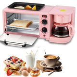JDXQBLD 3-in-1 Breakfast Station, Electric Multifunctional Breakfast Machine with 1.2L Cooking Pot, 9L Large Capacity Baking Area,Pink