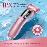 Cordless Electric Razors for Women: Rechargeable Painless Bikini Trimmer for Body Hair - IPX7 Waterproof Shaver with LED Display for Face/Underarm/Leg Light Pink Upgraded