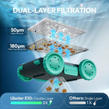 Pool Vacuum,UBoter E10 Cordless Robotic Pool Cleaner, Dual-Layer Filtration,Powerful Obstacle Crossing, Enhanced Edge & Corner Cleaning,120-Min for Above-Ground & Flat-Bottom Pools to 860 Sq.Ft