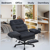 Criss Cross Office Chair with Foot Rest, Big and Tall Desk Chair with Flip Armrests for Pets & Cross Legged Sitting, Comfy Executive Ergonomic Office Reclining Computer Gaming Vanity Chairs, Gray