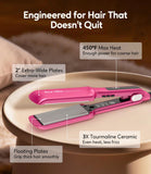 Terviiix 2 Inch Wide Ceramic Hair Straightener Flat Iron for Thick Curly Hair - Heats in 30s, 300F-450F Adjustable, Dual Voltage for Travel, Auto Shut Off, Pink