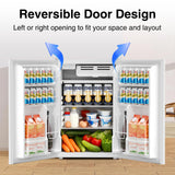 Kismile Mini Fridge with Freezer 4.41Cu.Ft,Single Reversible Door Small Refrigerator, Adjustable Thermostat, Energy Saving, Low Noise (White)