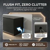 Quvex 71" TV Stand for TVs up to 80", Mid Century Modern Entertainment Center with Fluted Sliding Doors, Drawers, Cord Management & Adjustable Shelves, Wooden Media Console for Living Room, Black