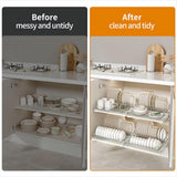 ZHOHO TANT Pull out Cabinet Organizer Fixed with Adhesive Nano Film, Slide out Dish Drying Rack for Kitchen Cabinets, Pull Out Drawer for Kitchen Under Sink Organizer