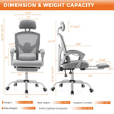 Office Computer Desk Chair Set of 2, Ergonomic High-Back Mesh Rolling Work Swivel Chairs with Wheels, Comfortable Lumbar Support