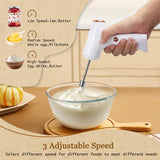 Cordless Hand Mixer, Handheld Electric Whisk with 3 Speed Modes  (White) Chidoyii