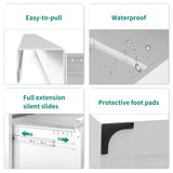 3 Drawer Lateral File Cabinet with Lock, Metal Stainless Steel Wide Lateral Filing Cabinet | White YITAHOME