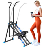 Stair Stepper for Home,Stair Climber Foldable,Large Pedal Vertical Climber Machine for Full-Body Workout,Steppers for Exercise at Home with 300LBS Loading Capacity (Two Handle-Black)