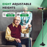 BigAlex Folding Walking Cane with Two Led Lights for Elderly Solid Base Adjustable Walking Stick with Carrying Bag for Men Women