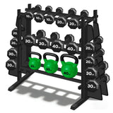 3-Tier Heavy Duty Dumbbell Rack, 1200 LBS Capacity,Double-Side Extension Holder for Dumbbells & Kettlebells Home Gym Storage Rack