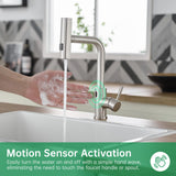CENOSA Touchless Kitchen Faucet Motion Sensor Hands Free Single Handle Kitchen Sink Faucet with Pull Down Sprayer Brusshed Nickel