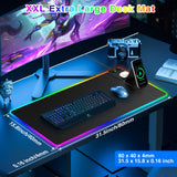 RGB Gaming Mouse Pad with Magnetic Wireless Charging & Foldable Phone Stand